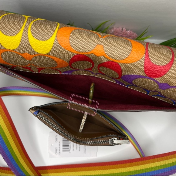 Coach Rainbow Pride Ellen Crossbody C4098 Zip Card Case C9862 2 Piece Bundle Set - Picture 12 of 13